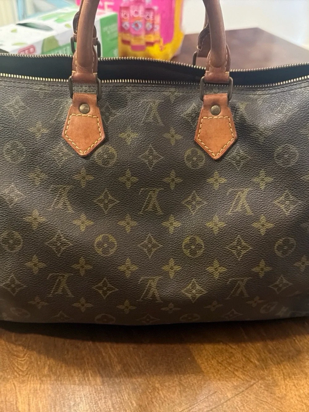 Louis Vuitton Monogram Canvas Satchel in Brown with Tan Trim